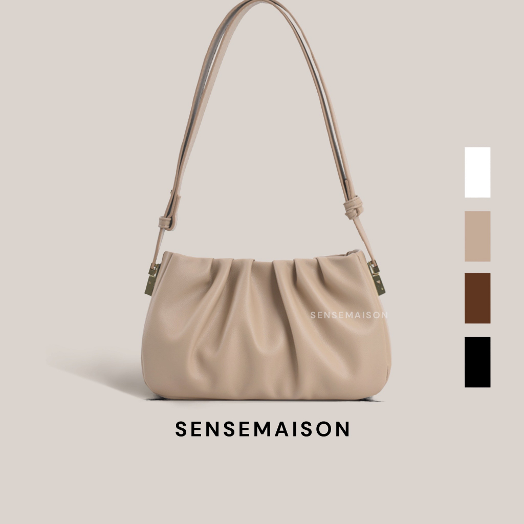 SENSEMAISON Women s Ruched Shoulder Bag Minimalist Simple Design Sling Bag