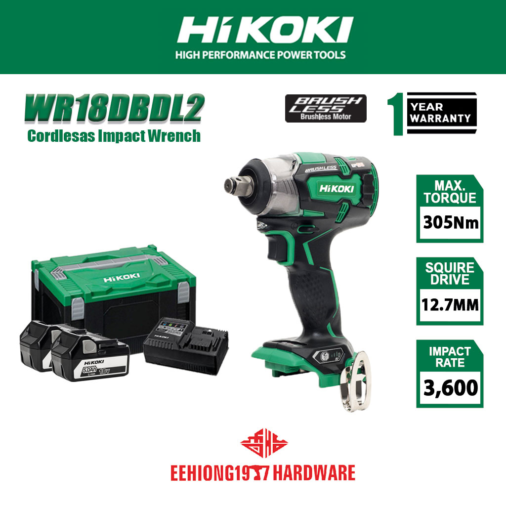 Hikoki WR18DBDL2 18v CordLess Impact Wrench Shopee Malaysia