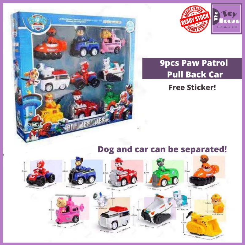 The Toy House Ready Stock Children Dog Patrol Push Back Car