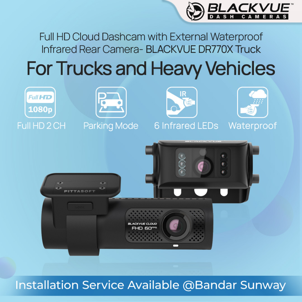 BlackVue DR770X-2CH-TRUCK Front and Wasterproof Rear Exterior 1080p Dash Cam