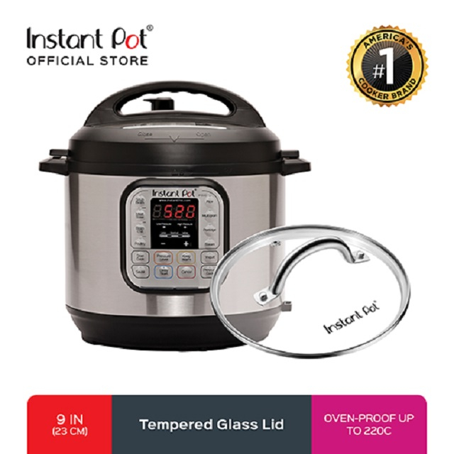 Instant Pot Duo Plus 6 Qt w/ Glass Lid + Ceramic Pot + FREE APRON