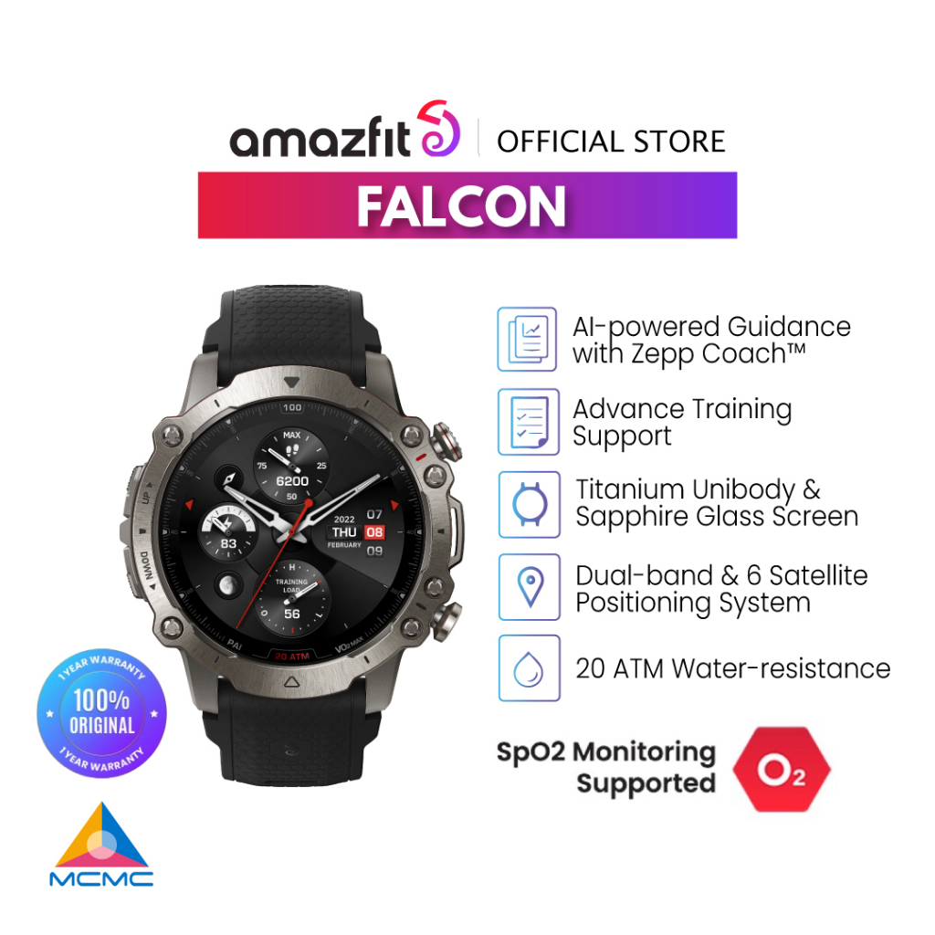 Amazfit Falcon Military Smart Watch for Men, Offline Map Support, Sports  GPS Watch, 14 Days Battery Life, Dual-Band