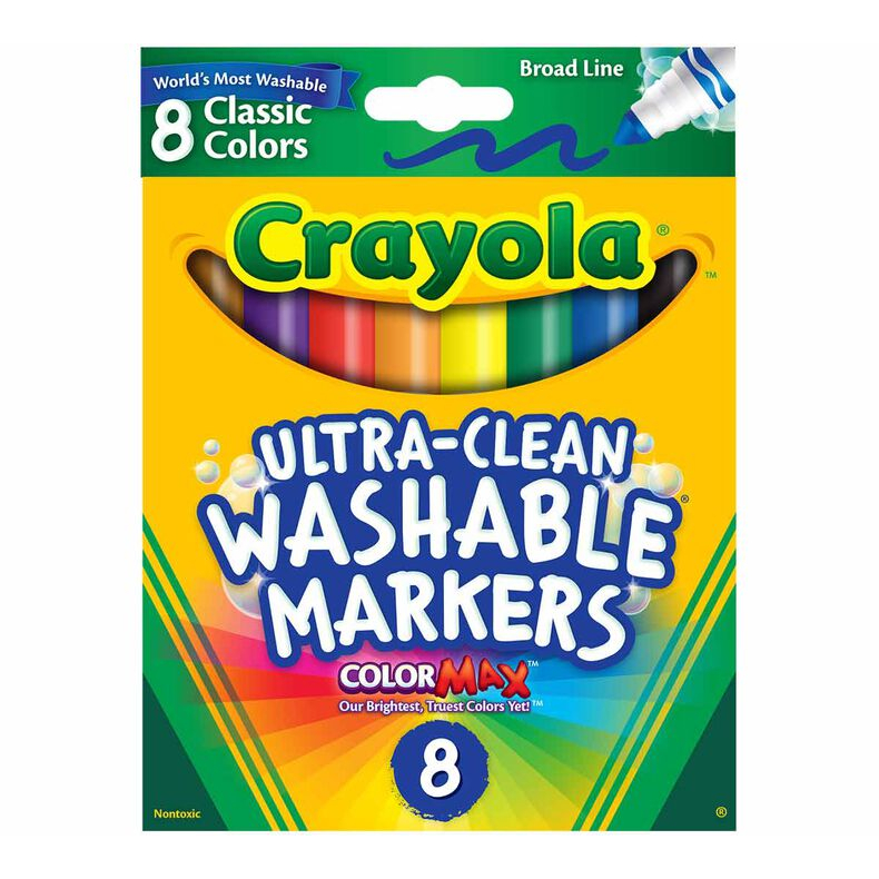 Ultraclean Colored Markers (12 Count), 2-Pack Classic Washable Broad Line  Markers for Preschool, Kindergarten, Crayons for Toddlers and Kids, Ages 3+