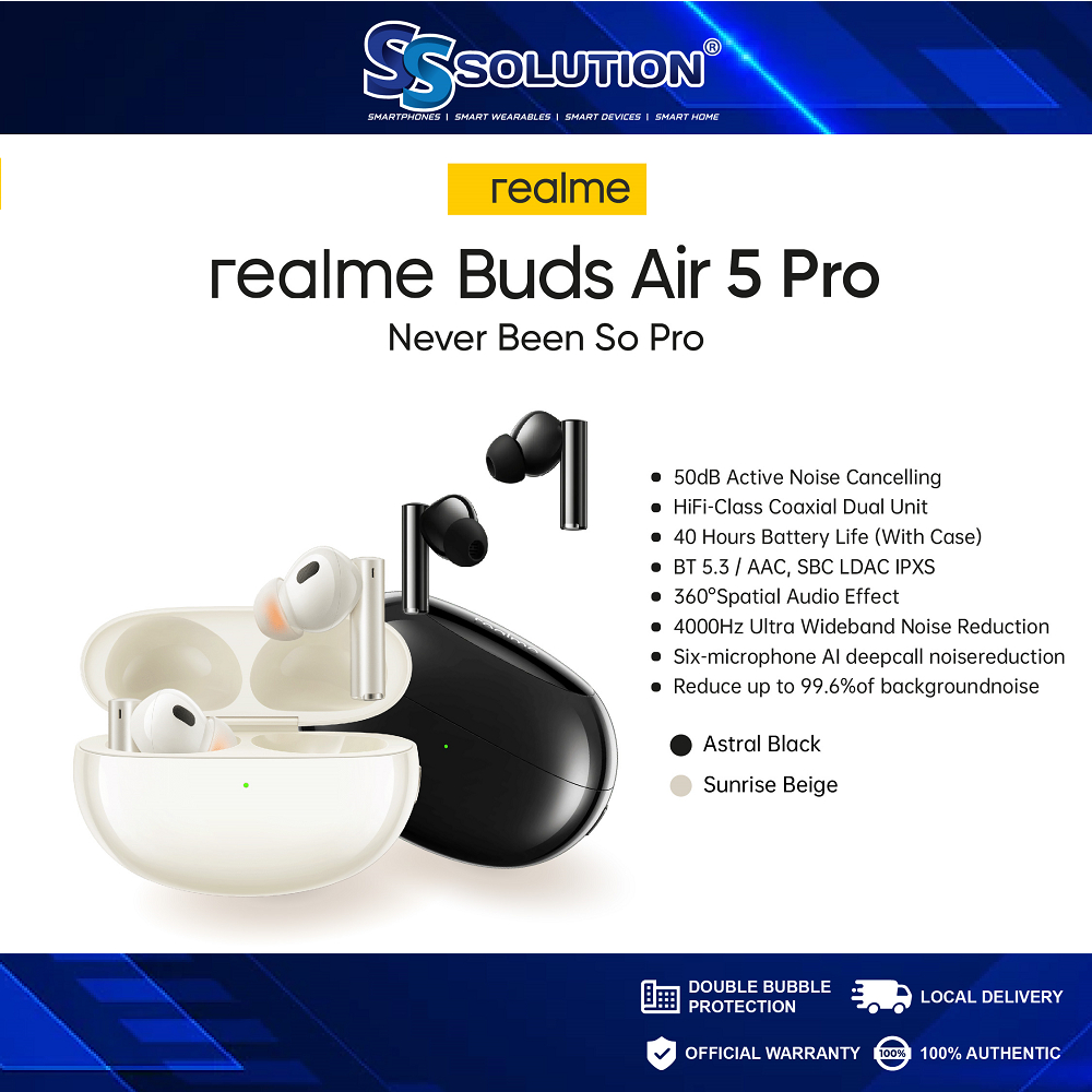 Realme Buds Air 5 Pro TWS Earphone 50dB Active Noise Cancelling True  Wireless