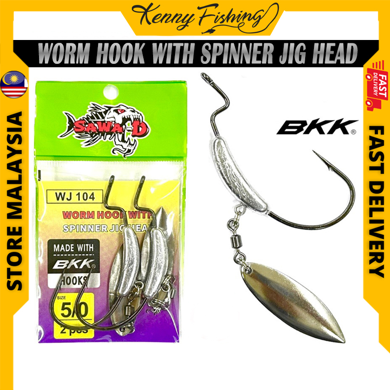 SAWA-D Worm Hook With Spinner Jig Head Hook WJ104 JigHead BKK