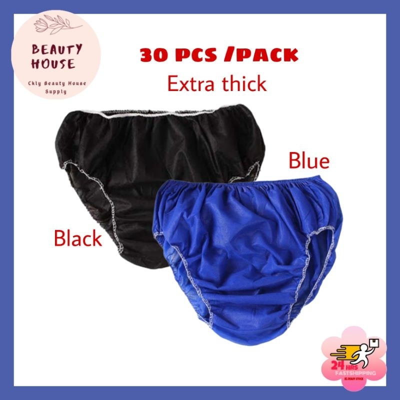 Women's Disposable Panties Black Brief Underwear (30 Count)