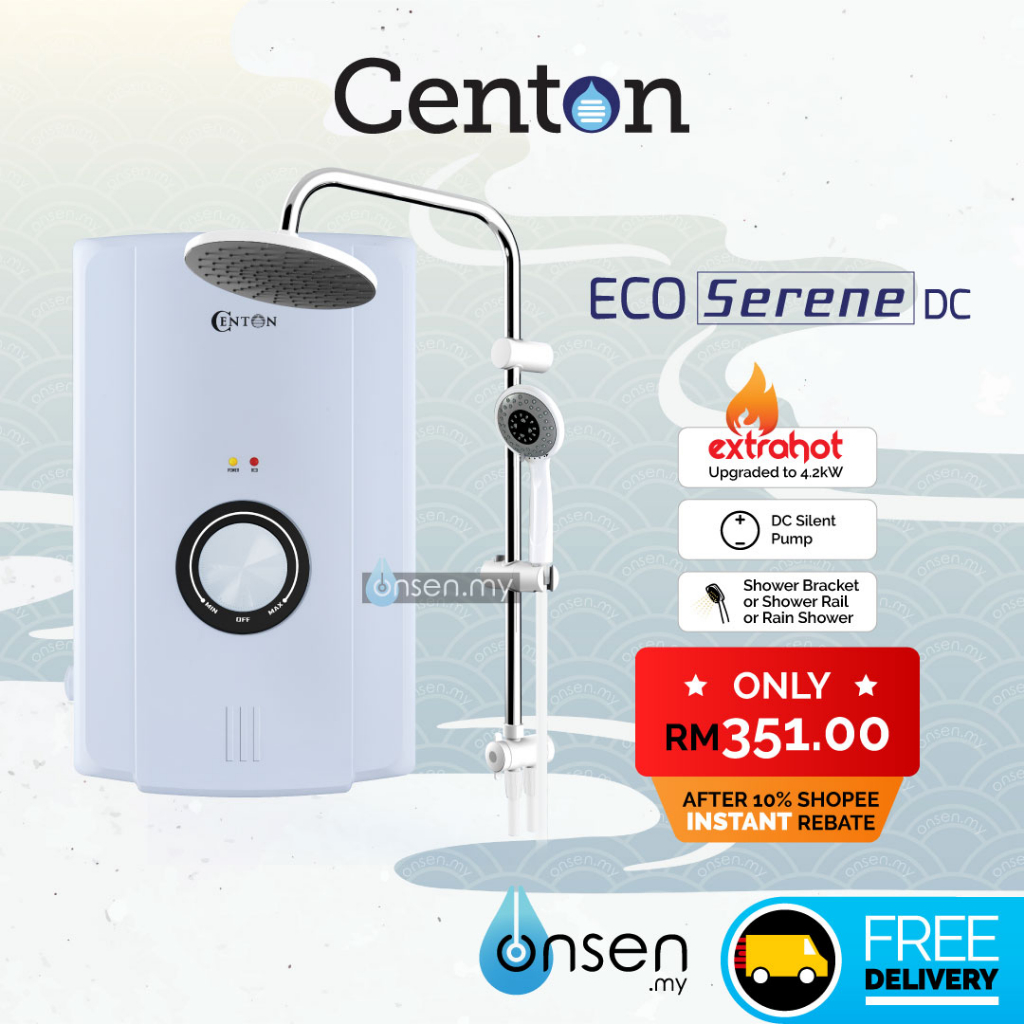 CENTON Instant Shower Water Heater - EcoSerene Series (with DC Silent Pump)  | Shopee Malaysia