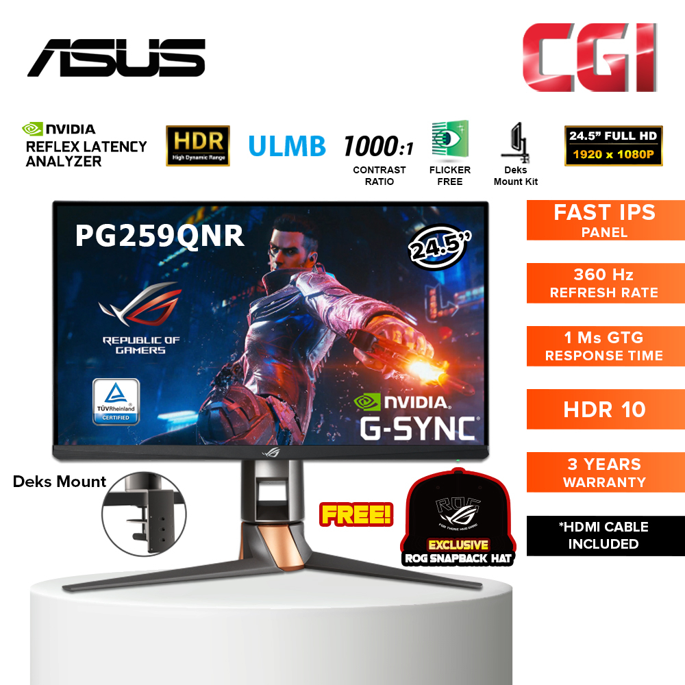 ECRAN ASUS GAMING ROG Swift PG259QN 24.5 Full HD LED / 360 Hz + Support