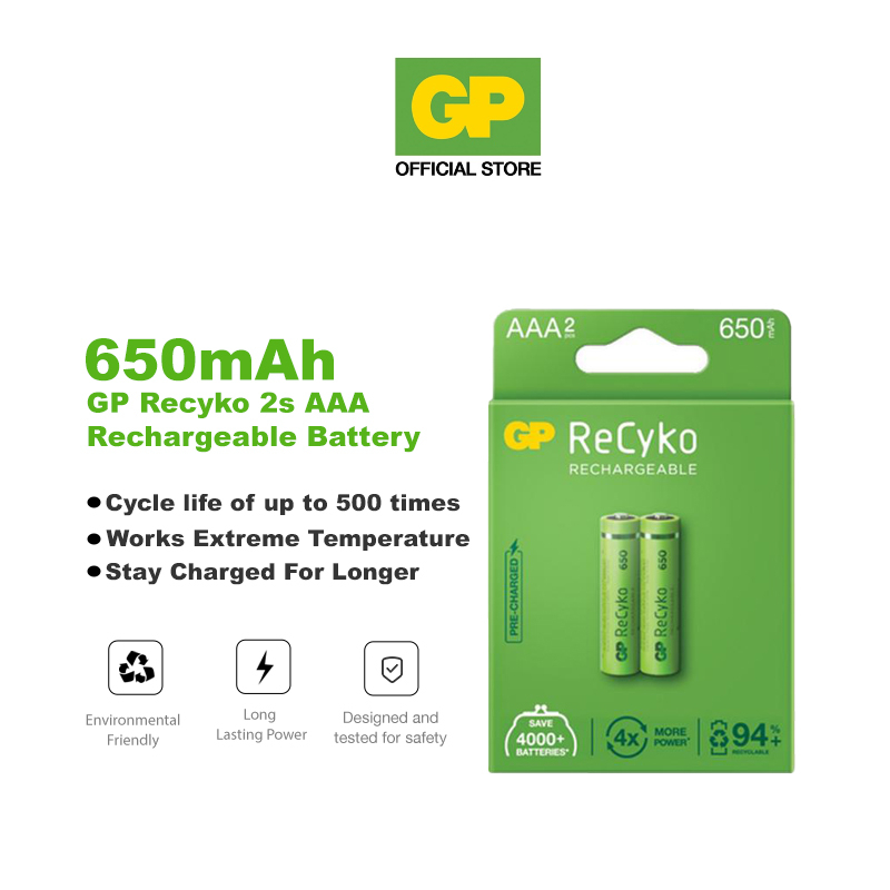 GP Batteries RECYKO+ AAA 650mAh batterie ricaricabili 2-pack