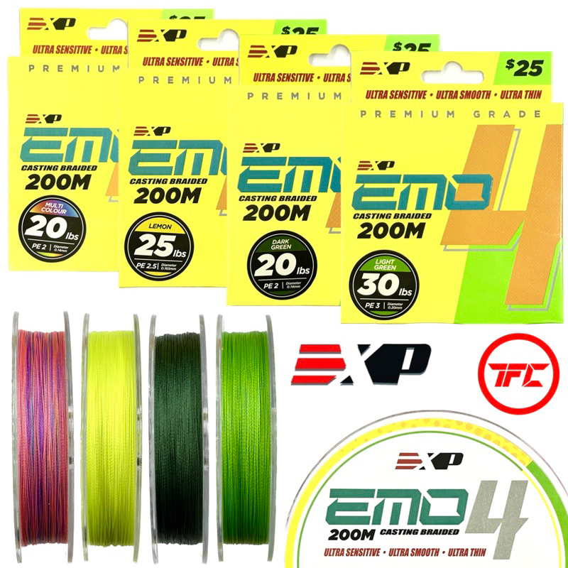 EXP Emo 4X 200M Casting Braided Fishing Line Braid PE X4