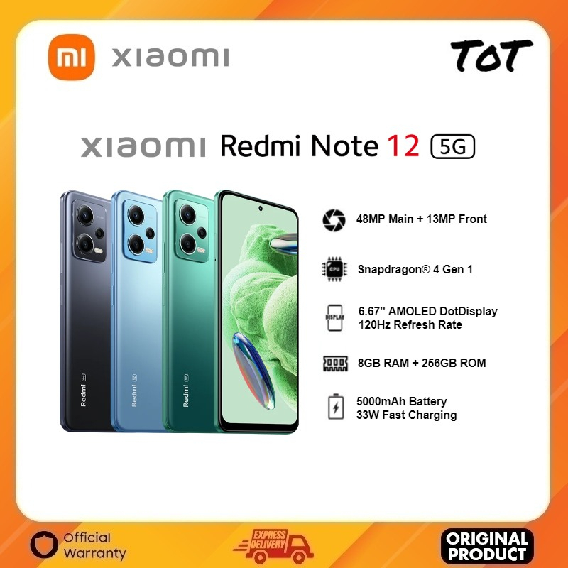 Xiaomi Redmi Note 12 5G l 8GB + 256GB ROM l 6nm Snapdragon® 4 Gen