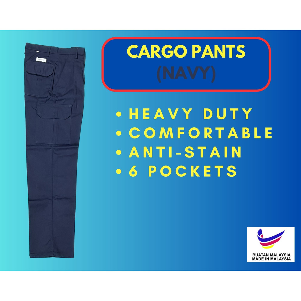 SELUAR KERJA BIRU TUA / SELUAR KARGO / SELUAR TACTICAL / CARGO PANT NAVY  BLUE