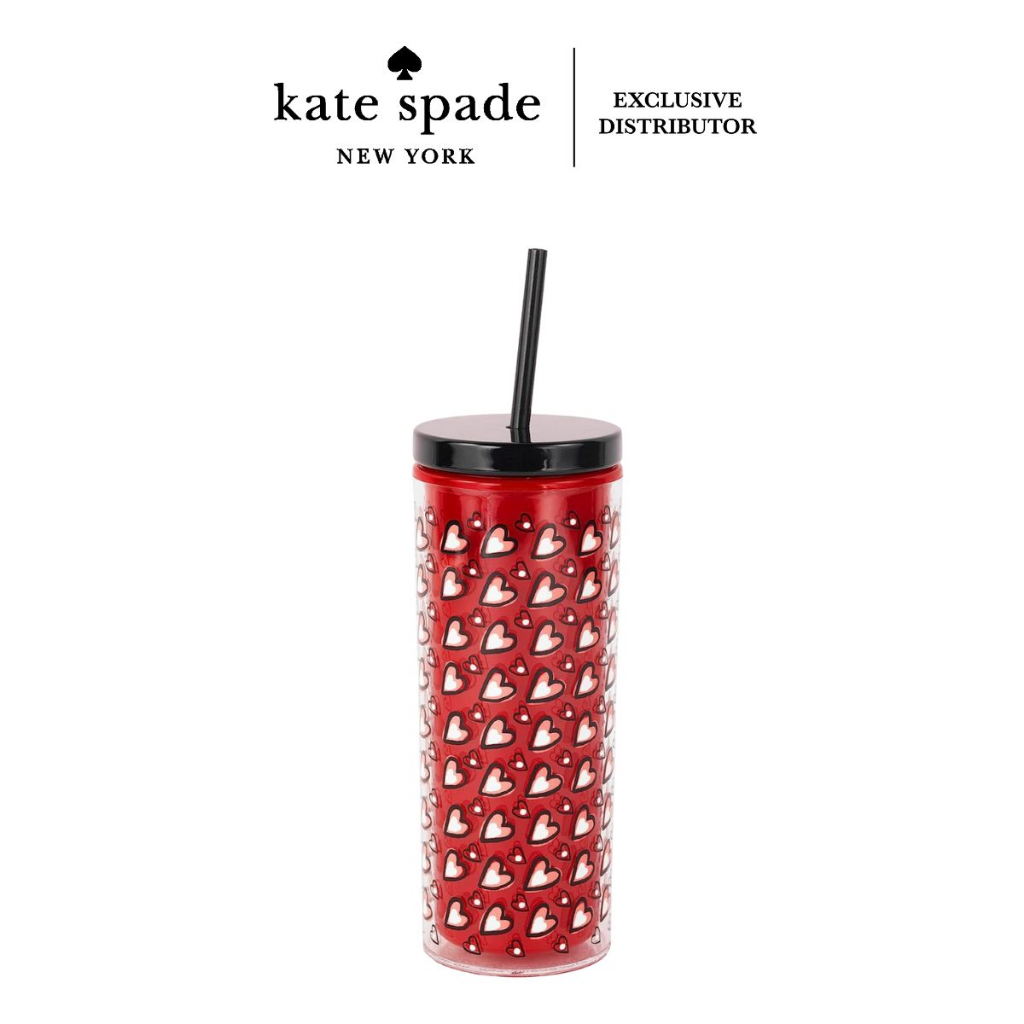 kate spade new york valentines hearts tumbler with straw