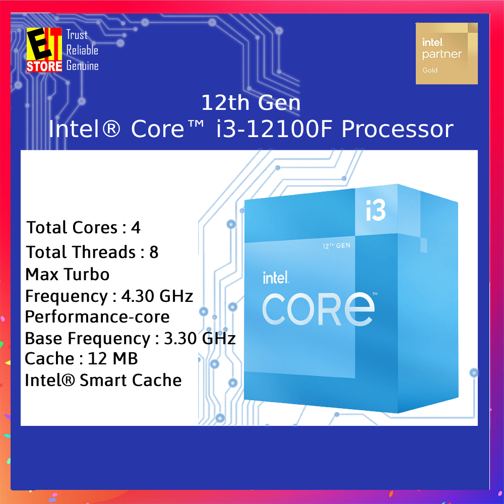  Intel® Core™ 12th Gen i3-12100F desktop processor