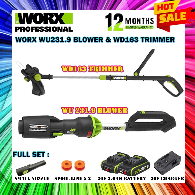 Worx WD163 WD163 2 in 1 20v 30cm Grass Trimmer Machine Rumput