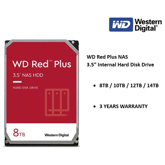 WD Red Plus WD80EFZZ - hard drive - 8 TB - SATA 6Gb/s - WD80EFZZ - Internal  Hard Drives 