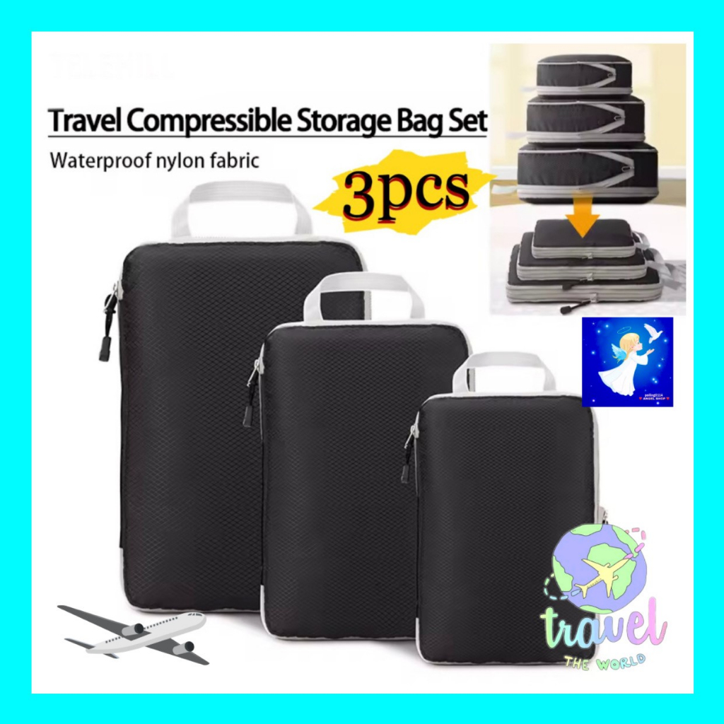 With Compression For Suitcase Nylon Portable Way Zipper Packing Cube