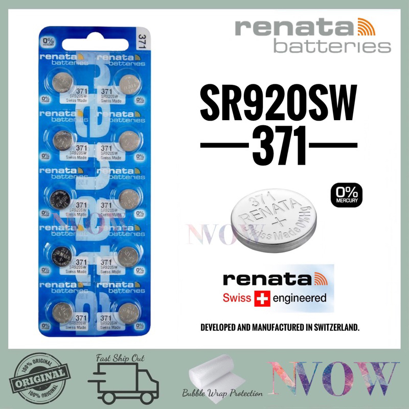 Renata® 371 0% Mercury Silver Oxide Watch Batteries