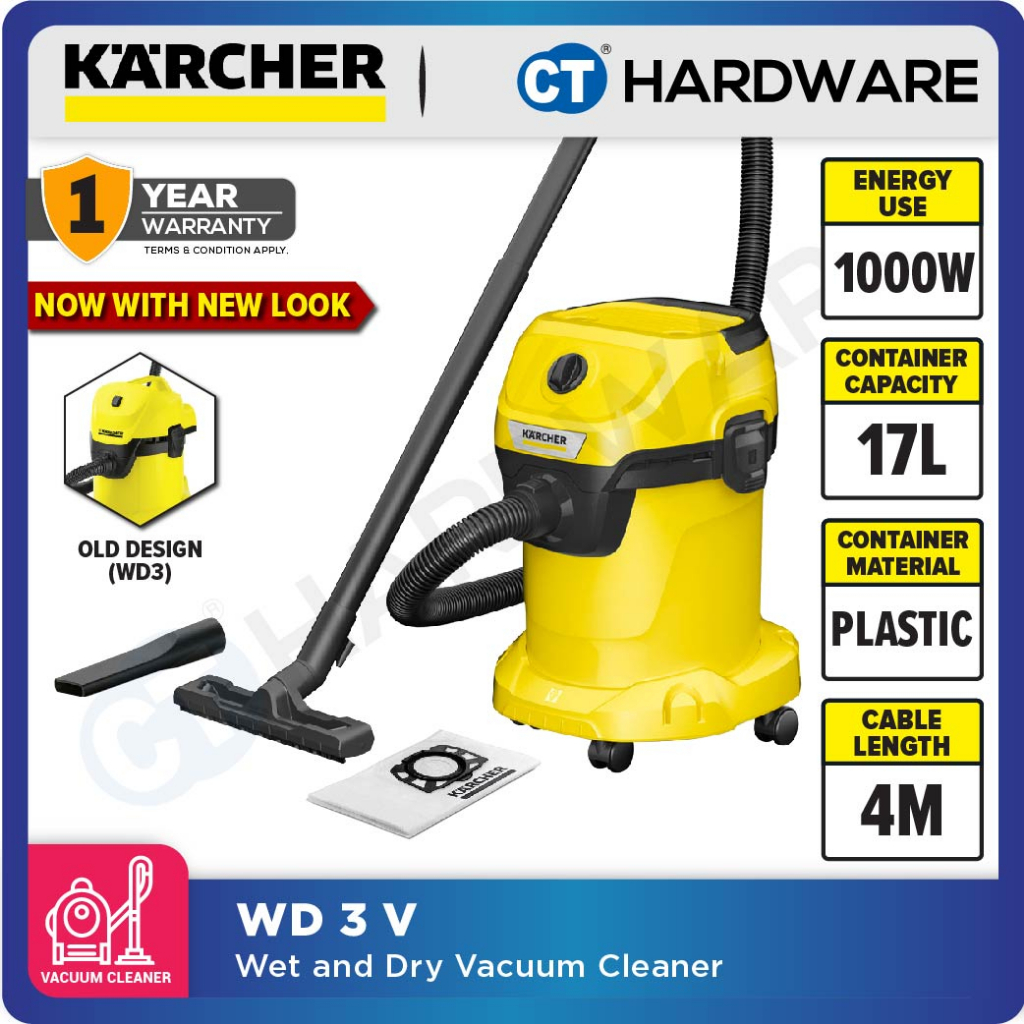 KARCHER WD 3 V WET AND DRY VACUUM CLEANER, 17L