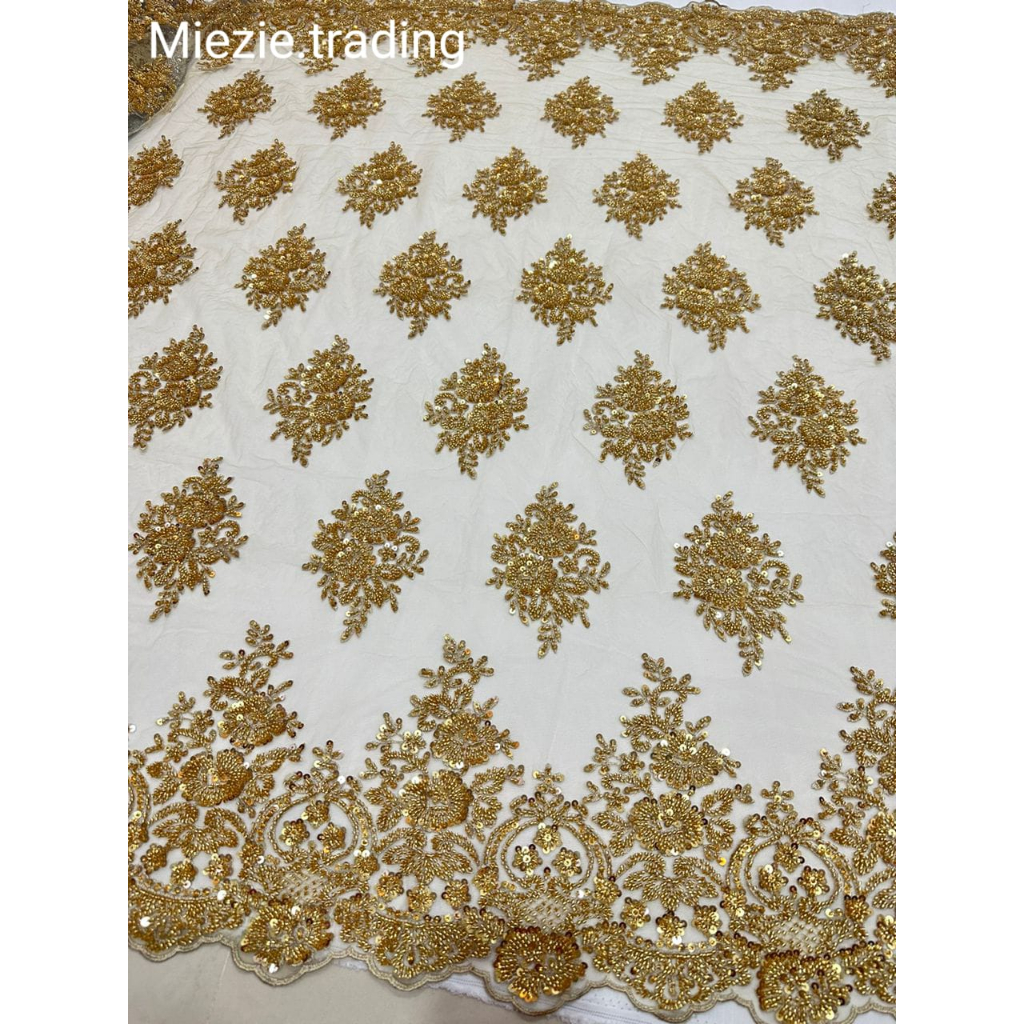 Premium Lace Fabric with Embroidery and Sequins / Kain Lace Meter Sequin