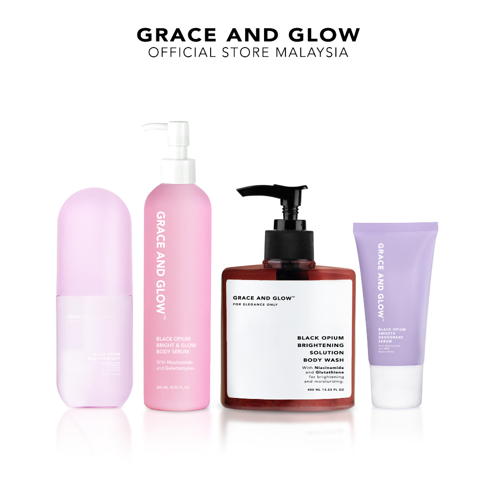 Grace and Glow 4IN1 BUNDLE Black Opium Body Wash Body Serum