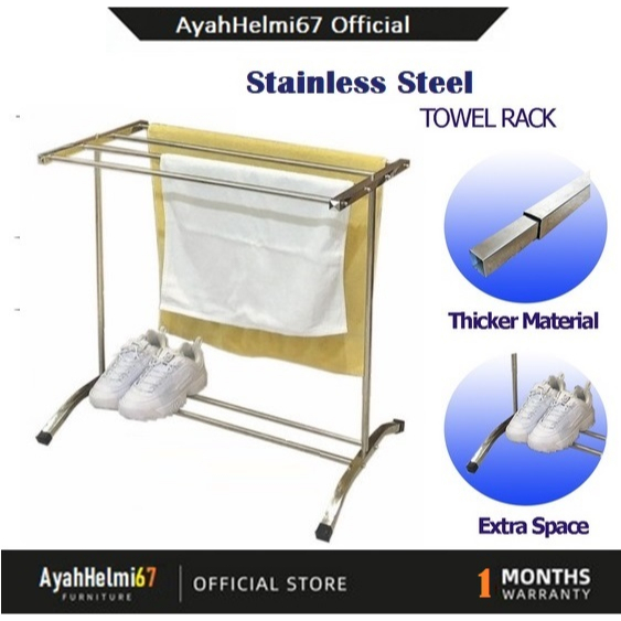 Stainless Steel Towel Hanger/ Towel Rack / Clothes Drying Rack/ Clothes  Hanger/ Rak Penyidai Baju Tuala / Rak Sejadah