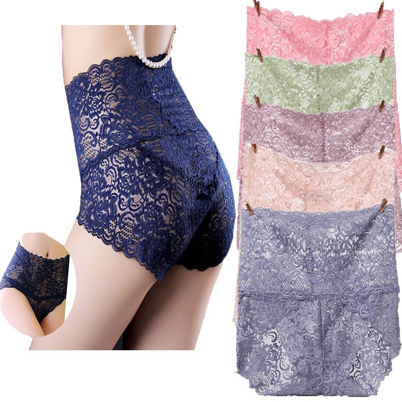 75-100KG 🔥 Plus Size Lace Panties 2XL 3XL Lace Underwear Lace High Waist  Underwear Large Size Women's Briefs