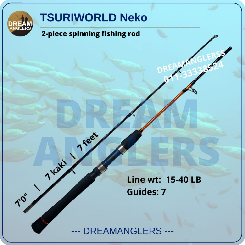 Tsuriworld Neko 2022 H 7'0 (7 Feet) 15-40lb 2-Piece Spinning Fishing Rod  Joran Ikan