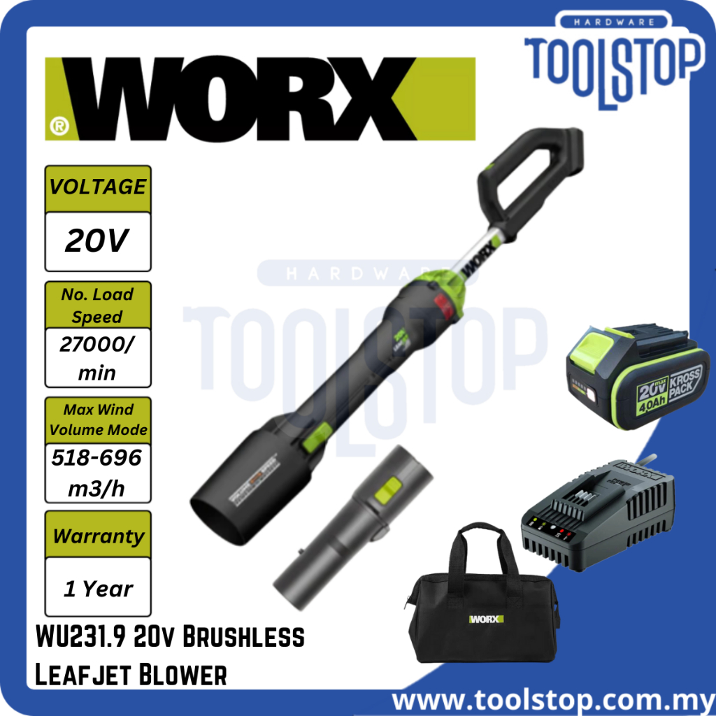 Worx WU231.9 20v Brushless Leafjet Blower Shopee Malaysia