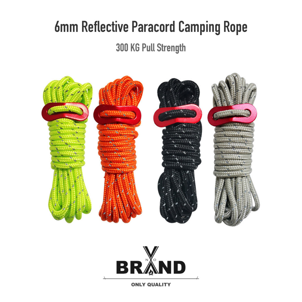6mm Super Reflecitive Paracord Rope 4 meters, 6mm Tali Paracord Super  Reflektif 4 meters, 6mm 快扣反光风绳套装