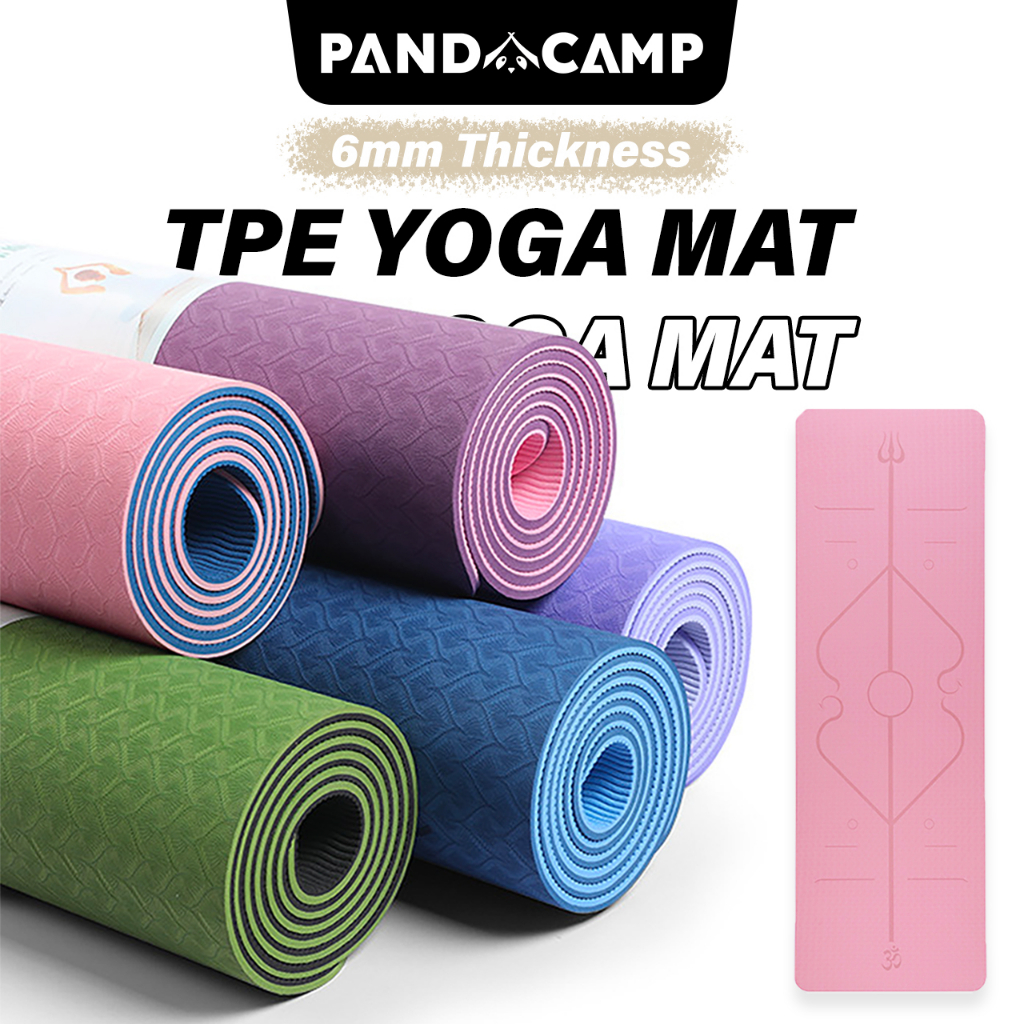 PANDACAMP TPE Yoga Mat Exercise Mat Yoga Mat Anti Slip Workout Mat Fitness  Training Mat Pilates Stretching Home Gym