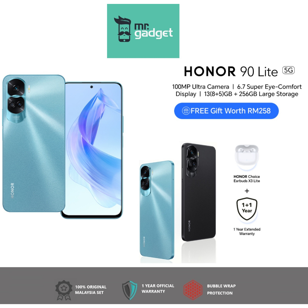 HONOR 90 Lite 5G (8GB RAM +256GB ROM) 4500mAh Large Battery, 22.5W HONOR  SuperCharge, 6.7 Super Eye-Comfort Display-1 Year Warranty by Honor  Malaysia