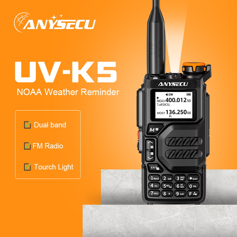 Quansheng UV-K6 UV-K5(8) Walkie Talkie 5W Airband Radio Type C Charge UHF  VHF DTMF FM Dual Band Two Way Radio with NOAA Weather Alarm Function