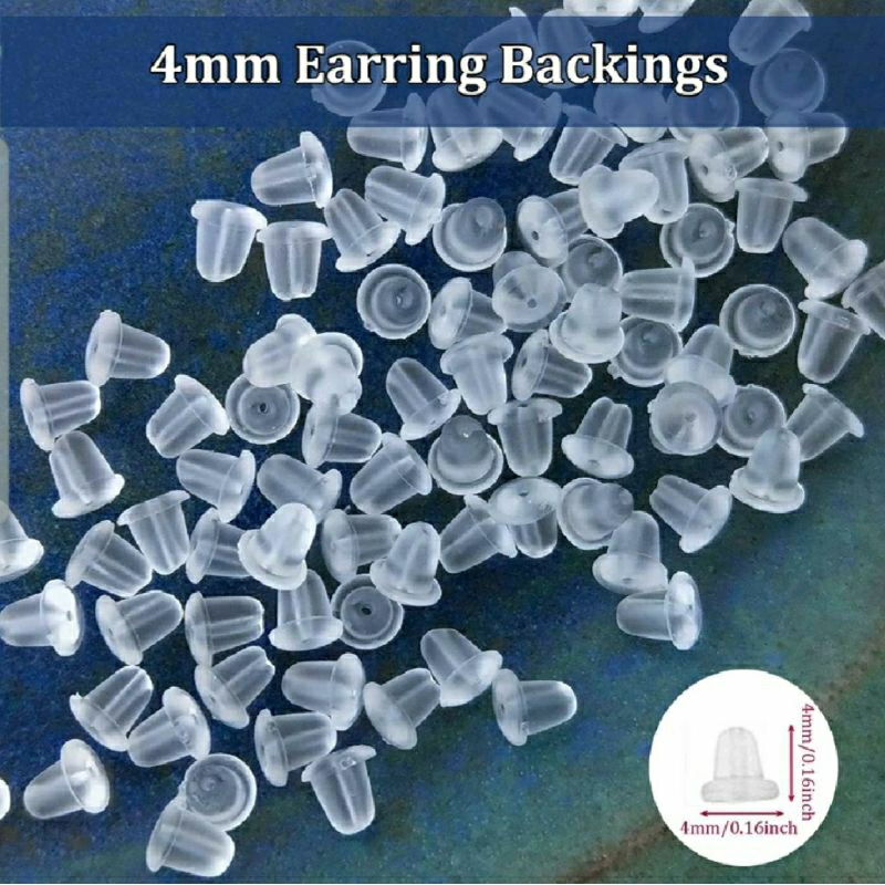 50pcs Transparent Silicone Rubber Earring Backs For Ear Stud