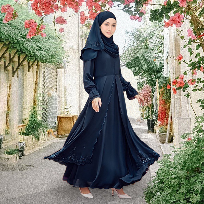 Plus size Maternity Abaya jubah muslimah pregnant dress embroidery