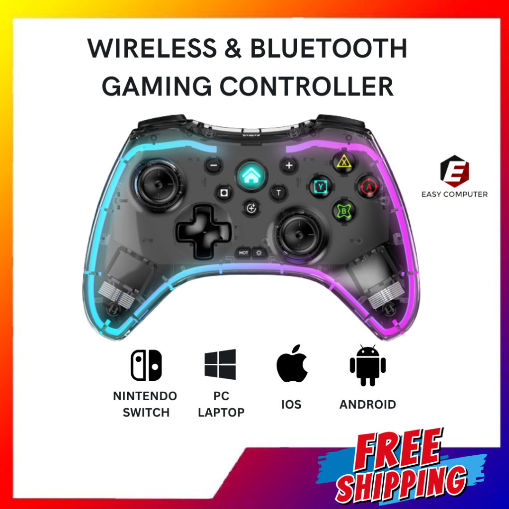 Wireless RGB Gamepad Joystick for Switch PS3 PS4 Android PC Transparent  Crystal | Shopee Malaysia