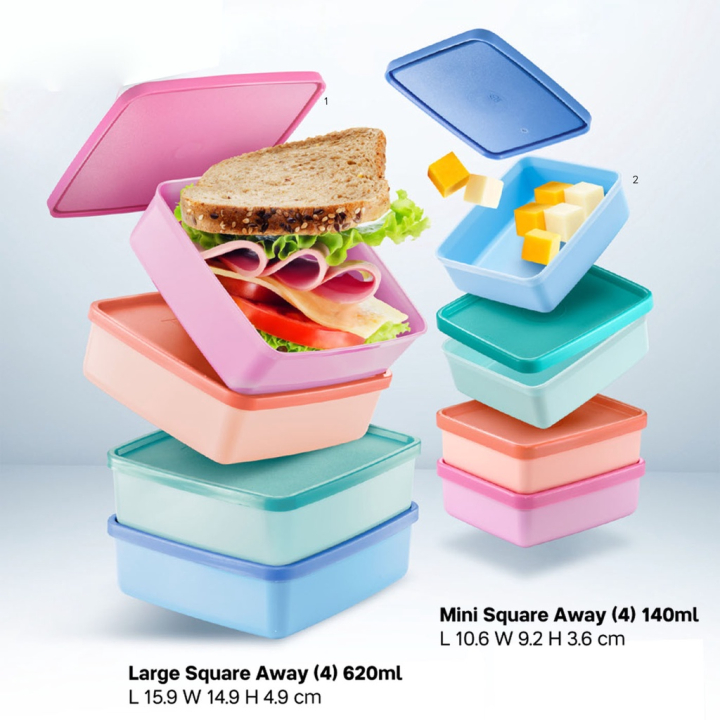 Vintage Tupperware Square Sandwich and Divided Snack 