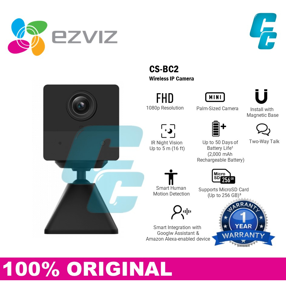 Camara Mini Wifi 1080p Audio PIR Bateria Interior Ezviz BC2