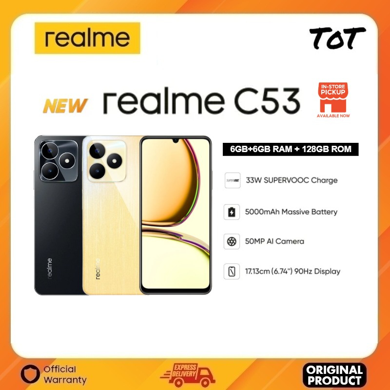 Global Version realme C53 6GB 128GB Octa Core 50MP Rear Camera 5000mAh  Battery 6.74 Inch 90Hz Screen 33W SUPERVOOC Charger