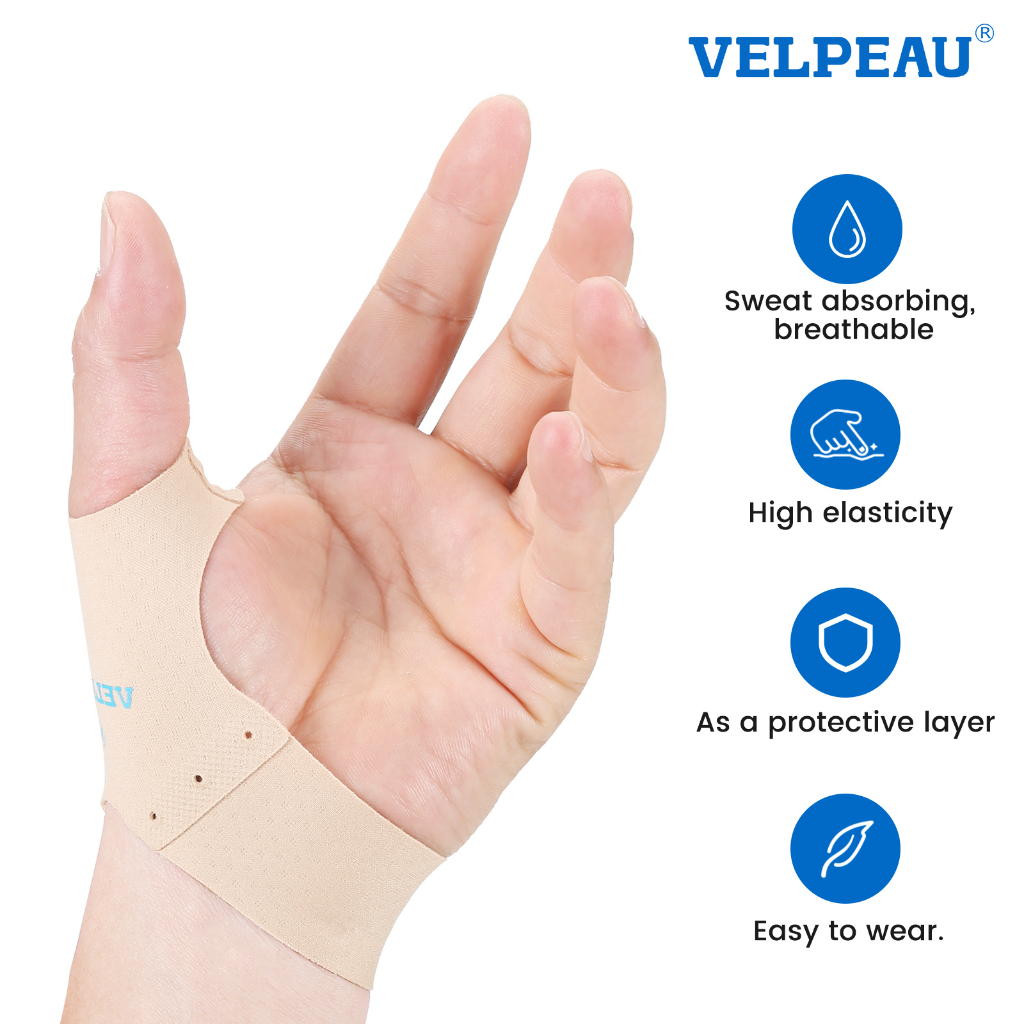 VELPEAU Elastic Thumb Support Brace Layer (Pair) - Soft Thumb