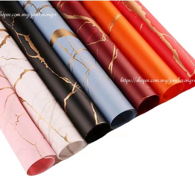 20PCS Waterproof Solid Color Gift Flowers Wrapping Paper Bouquet Birthday  Decoration Frosted Packaging Golden Rim