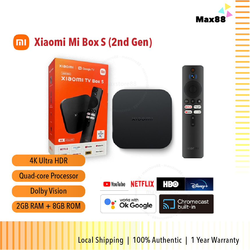 Xiaomi Mi Box S (2nd Gen) AndroidTV 2+8GB Streaming Box Mibox S 4K HDR  Android TV Patchwall Global