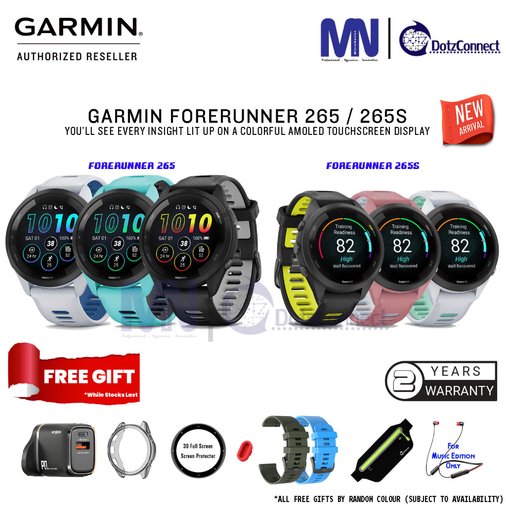  Garmin Forerunner 265S Running Smartwatch, Colorful AMOLED  Display, Training Metrics and Recovery Insights, Black and Amp Yellow, 42  mm : Electronics