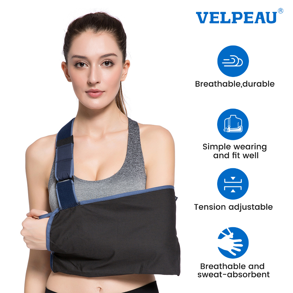 VELPEAU Arm Sling Shoulder Immobilizer- Rotator Cuff Support Brace-  Comfortable Elbow Arm Support for Broken, Dislocated, Strain, Fracture,  Shoulder