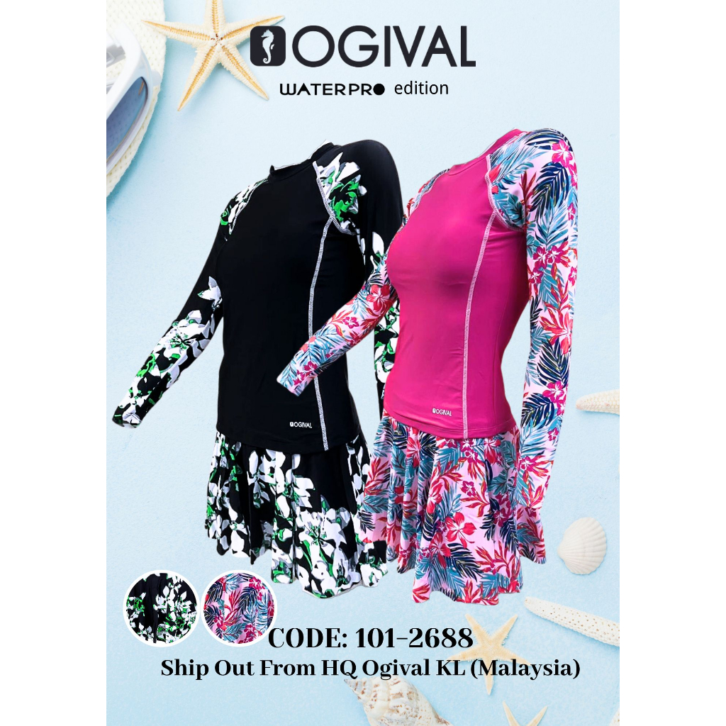 Ogival Ladies 1pc Long Sleeve Swimwear