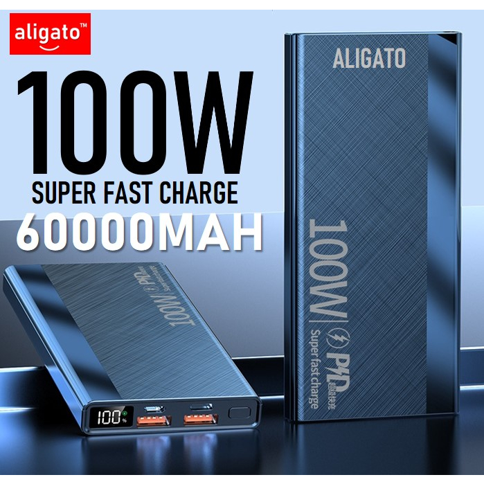 ALIGATO Power Bank 100W 60000mAh PD Fast Charging Powerbank