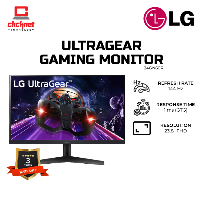 Monitor LG 24 24GN60R IPS 1920 X 1080 144Hz 1MS GTG - Computer