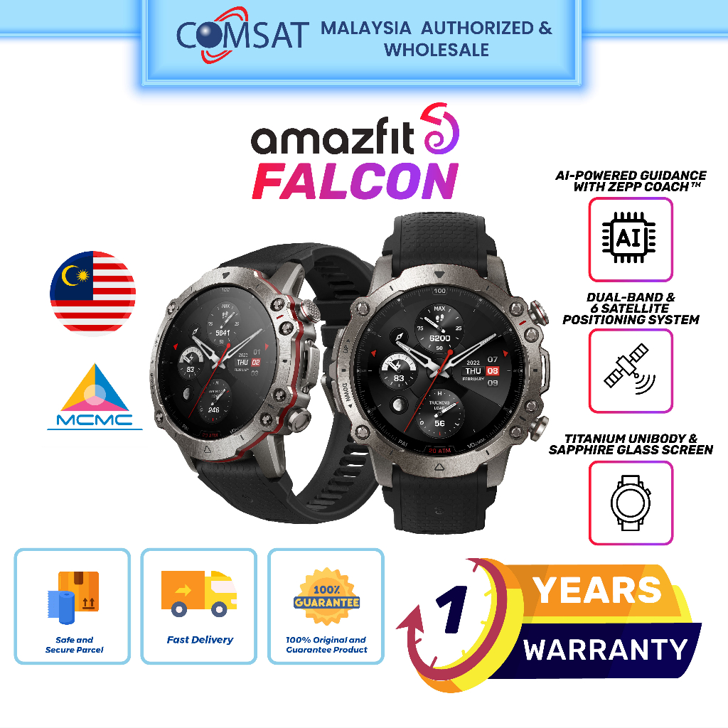 New Product Amazfit Falcon Military-Grade Smart Watch for Men 2 Dual-Band &  6 Satellite Positioning, Multi-Sport GPS Smartwatch