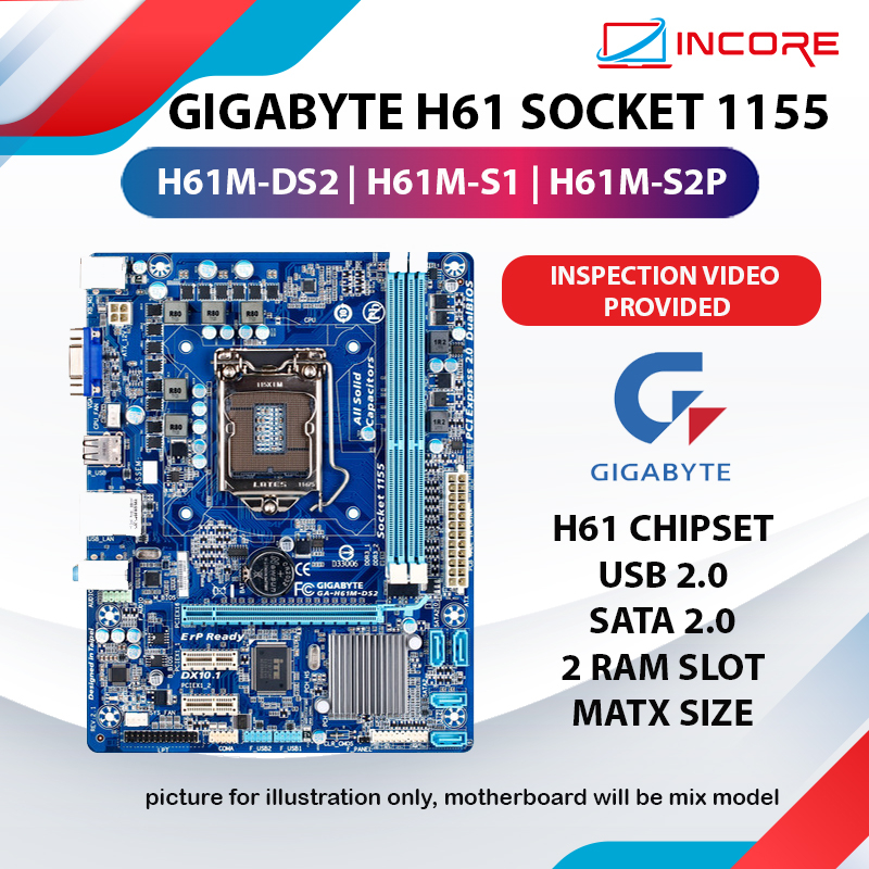 Gigabyte GAH61MDS2 Intel H61 LGA1155 Motherboard DDR3, 42 OFF