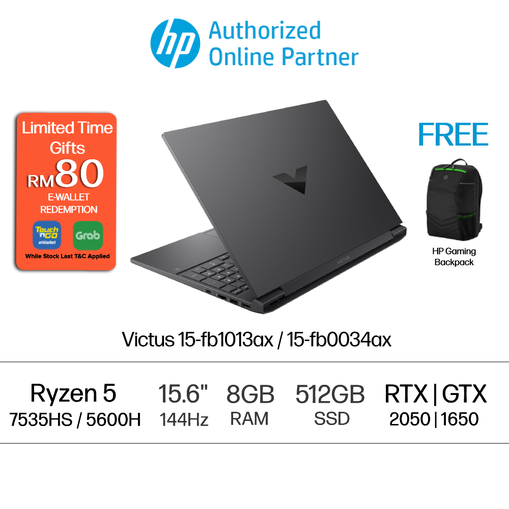 HP Victus 15 Gaming Laptop, 15.6 FHD 144Hz Display, AMD Ryzen 5 7535HS,  16GB DDR5 RAM, 512GB PCIe M.2 SSD, NVIDIA GeForce RTX 2050, HDMI, Webcam